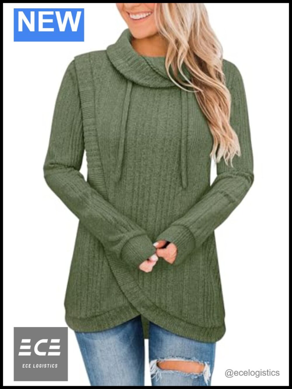 Tunic Sweater Cowl Neck Pullover Loose Fit Warm Top for Leggings